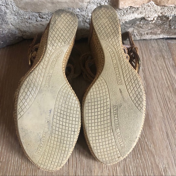 STUART WEITZMAN Rein Braided Tan Wedge Sandalssz 8.5 price firm! - Picture 5 of 11